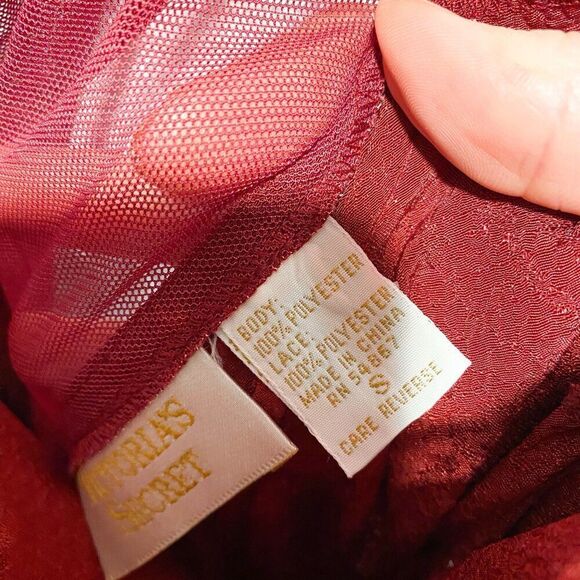 VIntage Victoria's Secret Gold Label Maxi Slip dress Burgundy Nightgown Chemise - Picture 8 of 11